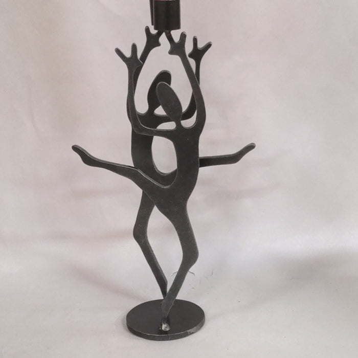 METAL DOUBLE DANCING FIGURAL CANDELABRA