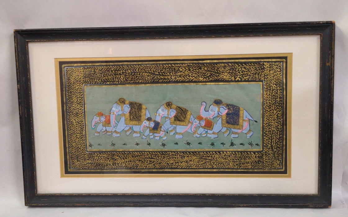 SMALL INDIAN ELEPHANT PAINTING ON SILK