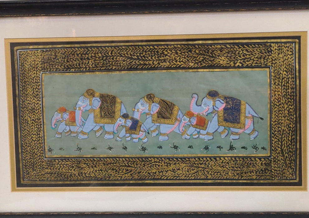 SMALL INDIAN ELEPHANT PAINTING ON SILK