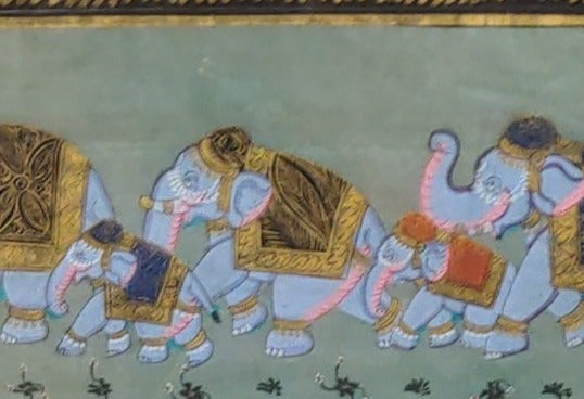 SMALL INDIAN ELEPHANT PAINTING ON SILK