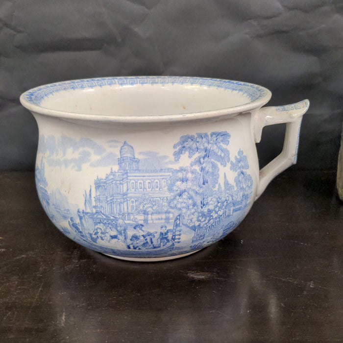 BLUE & WHITE CHAMBER POT AS FOUND