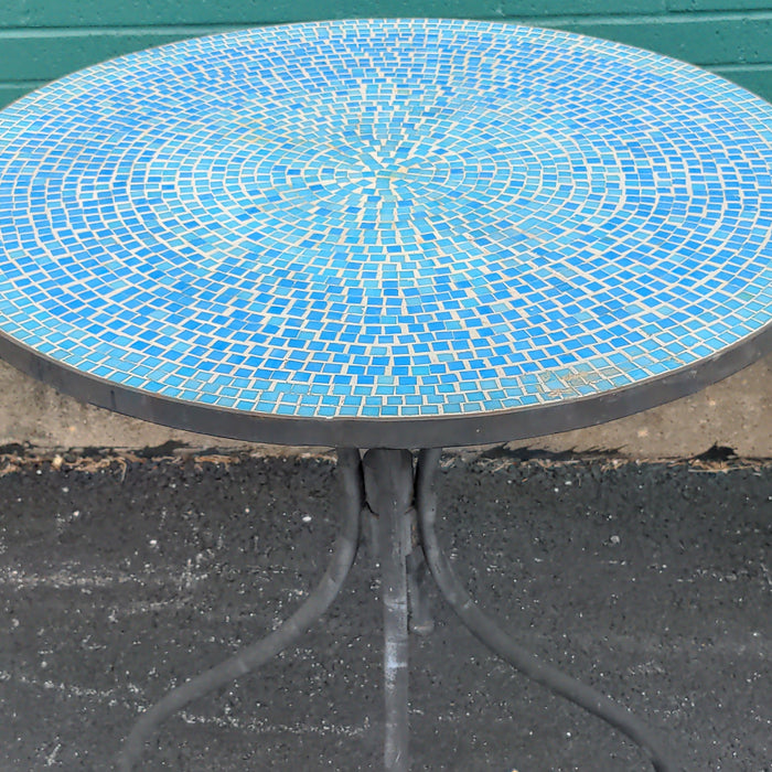 ROUND MOSAIC TILE TABLE WITH IRON BASE