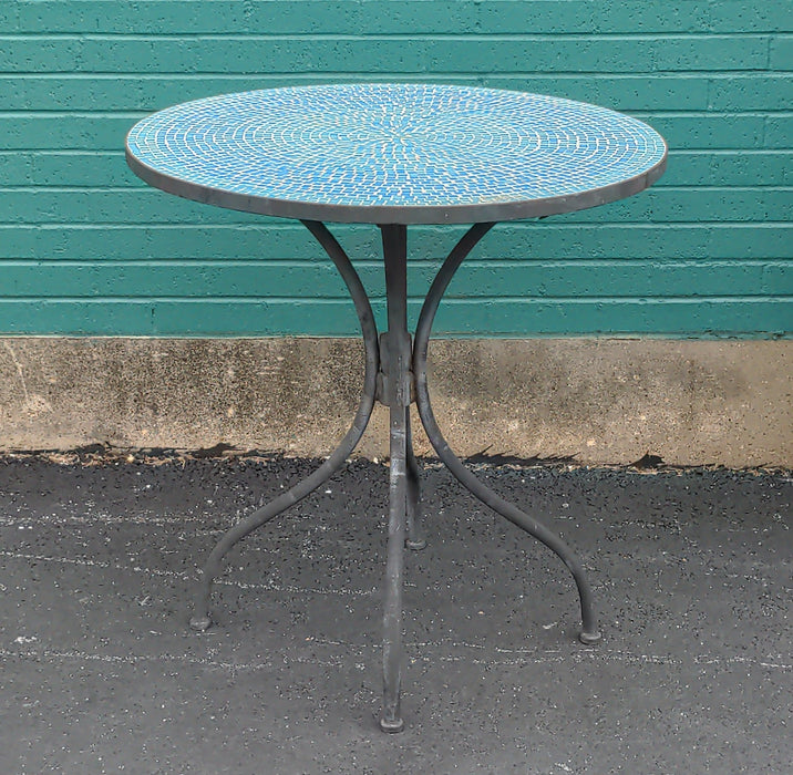 ROUND MOSAIC TILE TABLE WITH IRON BASE