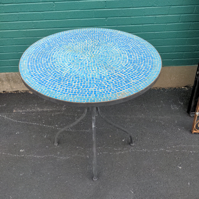 ROUND MOSAIC TILE TABLE WITH IRON BASE