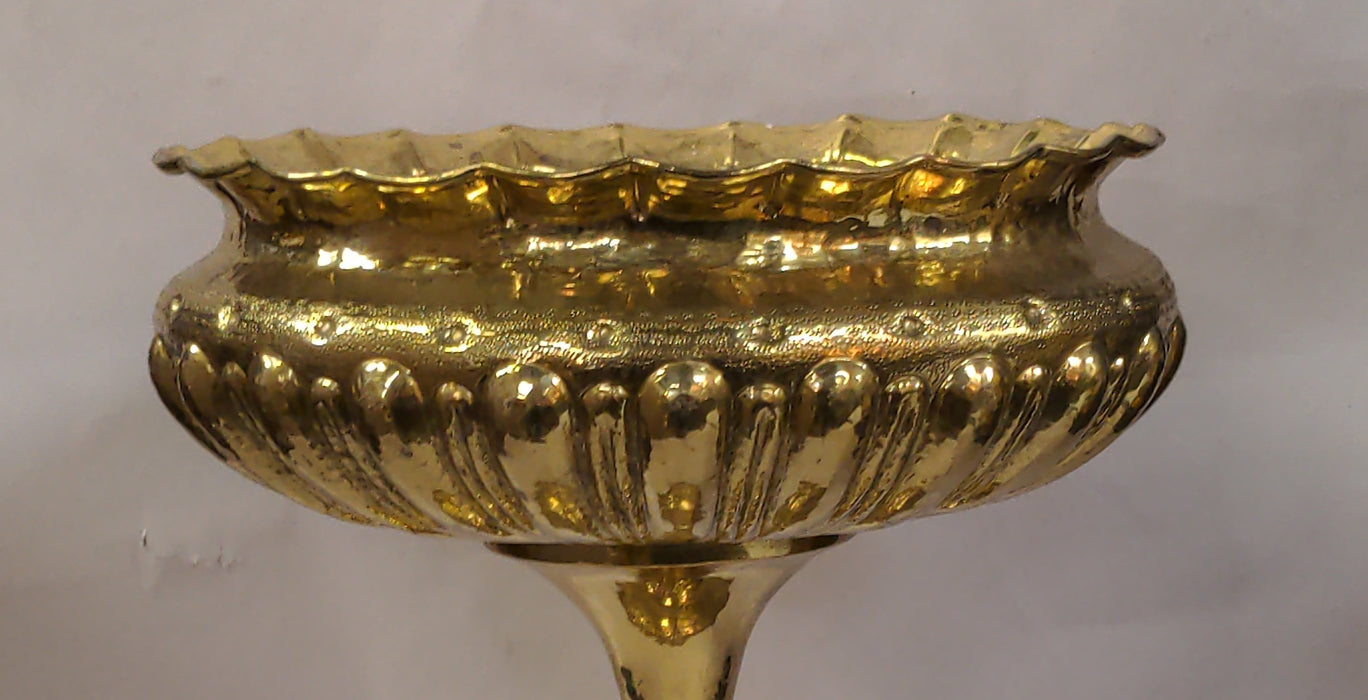 LARGE BRASS HOMEMADE ORNATE COMPOTE