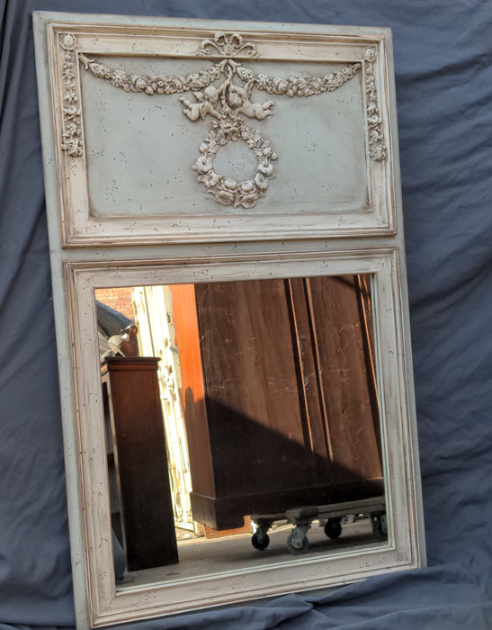 TRUMEAU MIRROR WITH PLASTER PUTTI FREIZE - NOT OLD