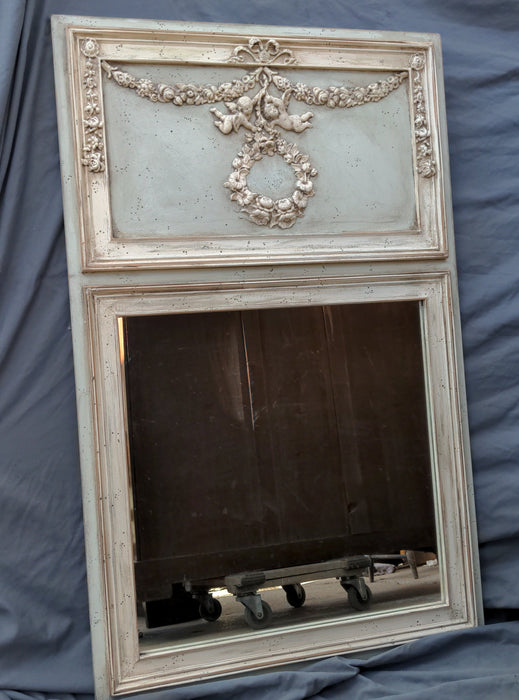 TRUMEAU MIRROR WITH PLASTER PUTTI FREIZE - NOT OLD