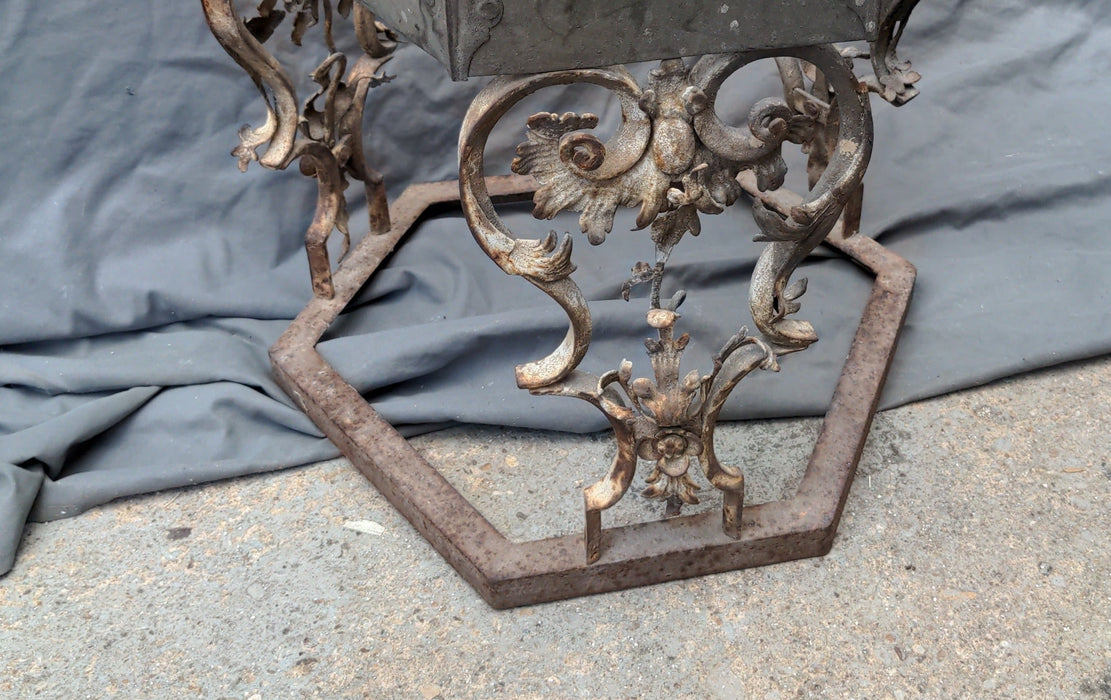 IRON WITH SCROLL WORK PLANT STAND - NO TOP