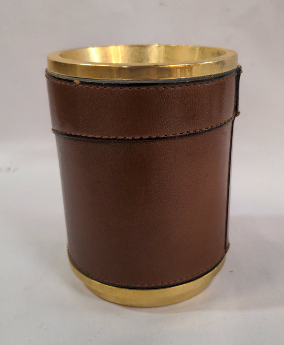 BRASS AND LEATHER PEN HOLDER
