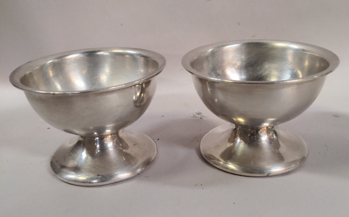 PAIR OF SMALL SILVER PLATE FOOTED BOWLS