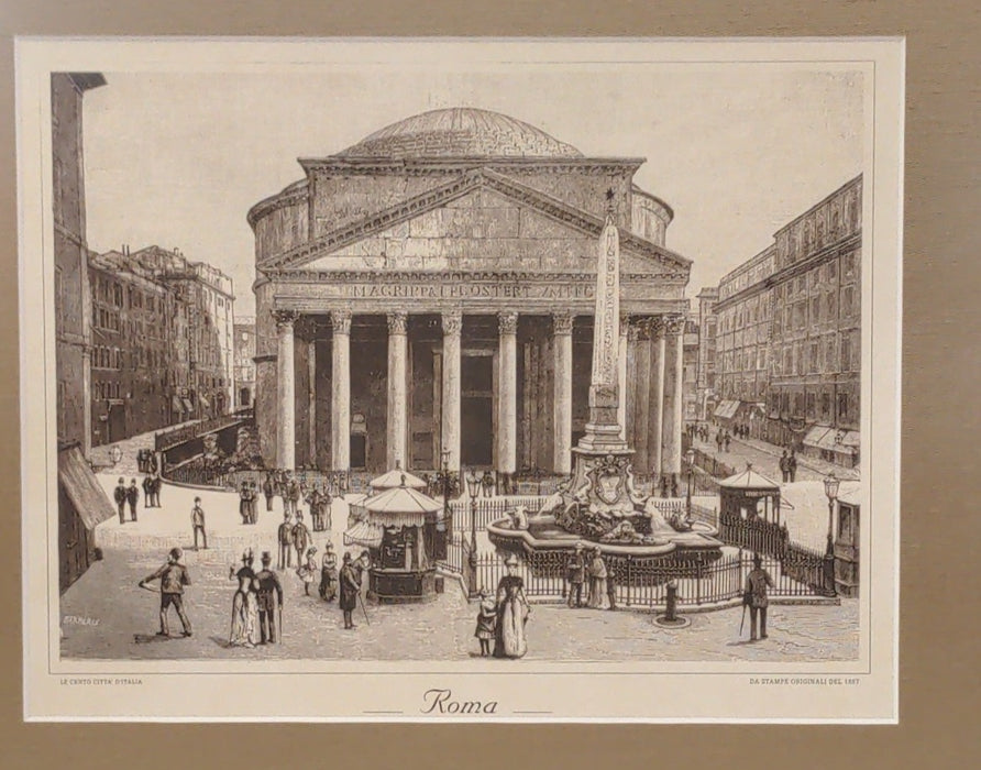EARLY FRAMED ETCHING OF ROME