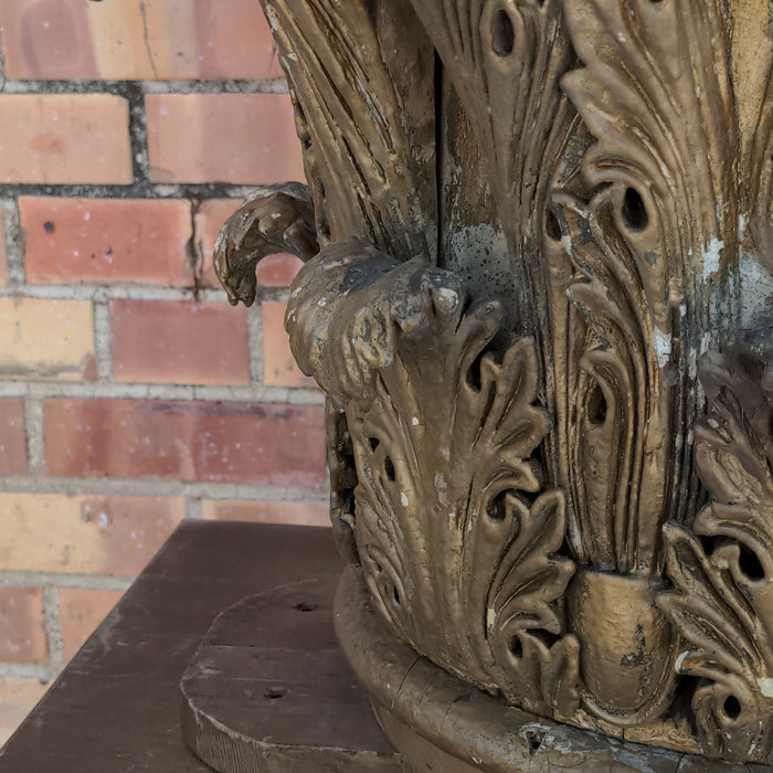 LARGE CARVED GILT WOOD CORINTHIAN CAPITAL