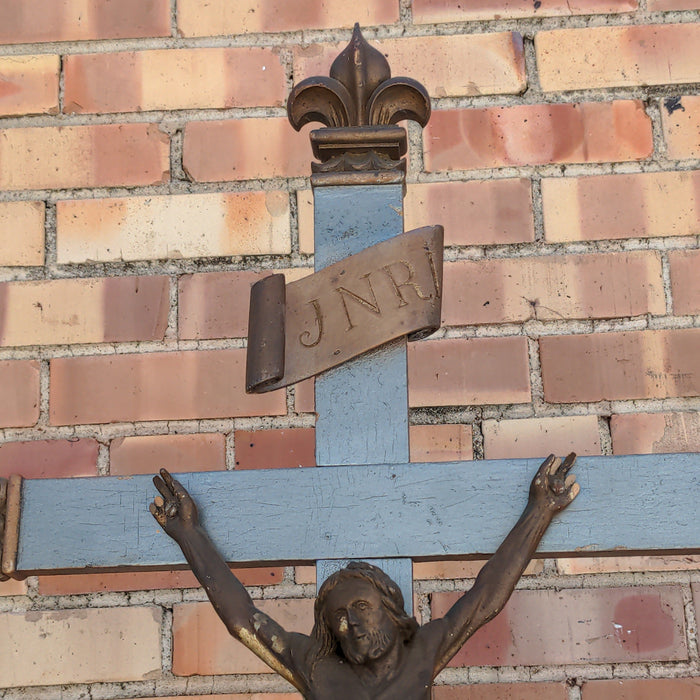 LARGE CARVED WOOD CRUCIFIX