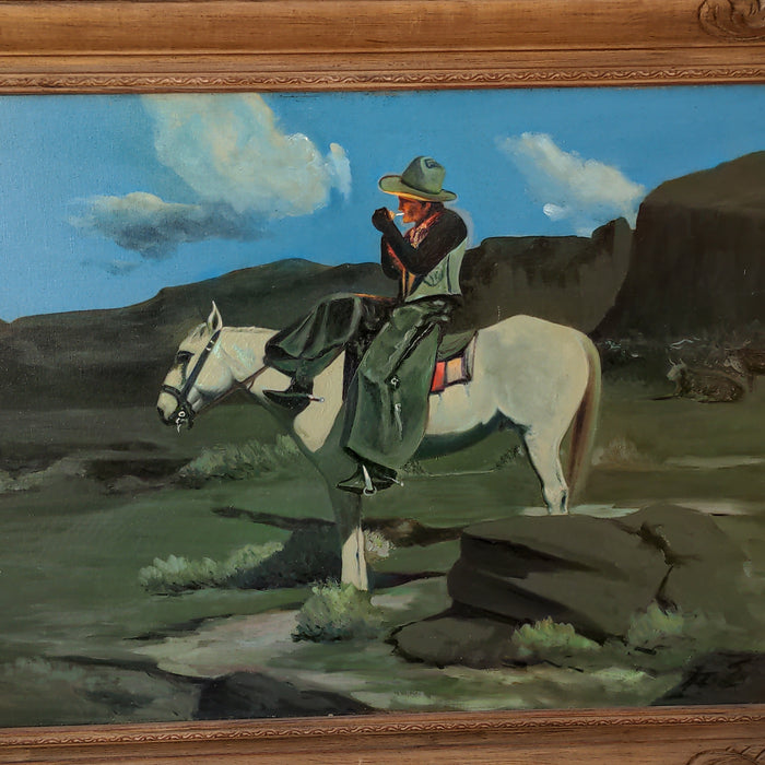 COWBOY OIL PAINTING ON CANVAS-SIGNED FRANK FURRUZZ