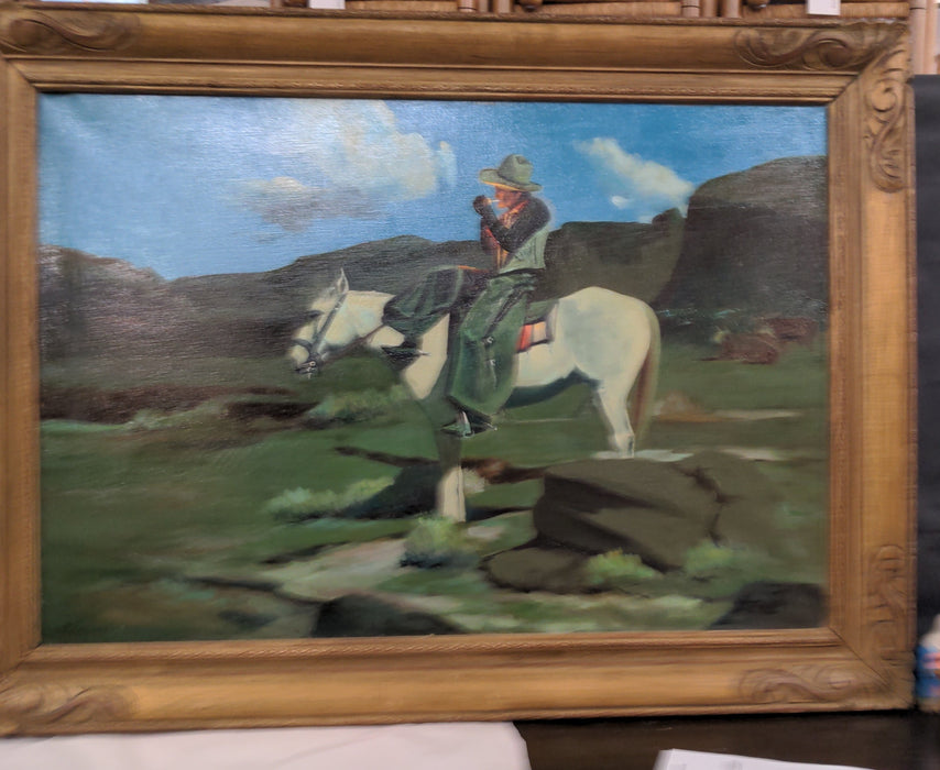 COWBOY OIL PAINTING ON CANVAS-SIGNED FRANK FURRUZZ