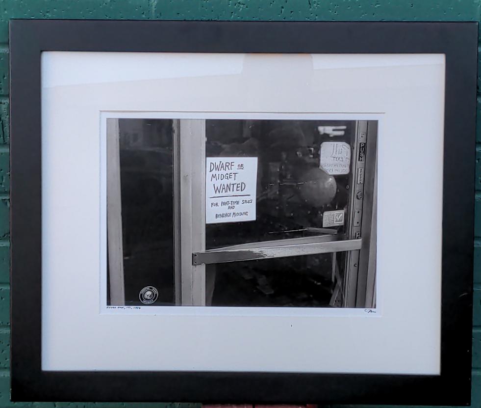 FRAMED B&W PHOTO OF SIGN 