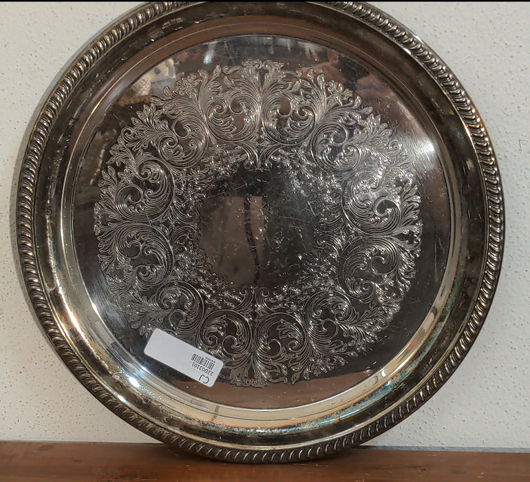 LARGE ROUND SILVER PLATE TRAY