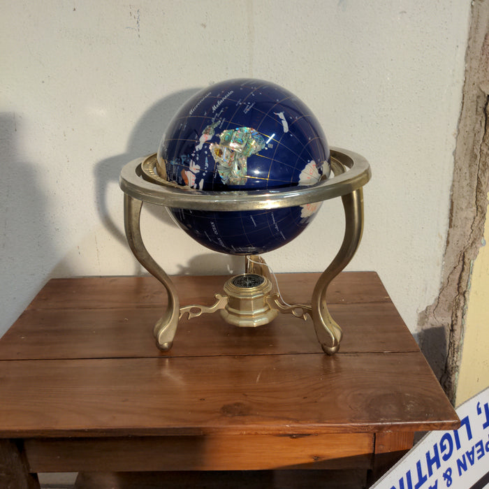 WORLD GLOBE WITH INLAID STONES