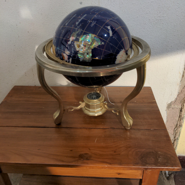 WORLD GLOBE WITH INLAID STONES
