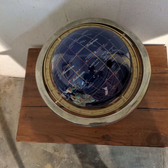 WORLD GLOBE WITH INLAID STONES