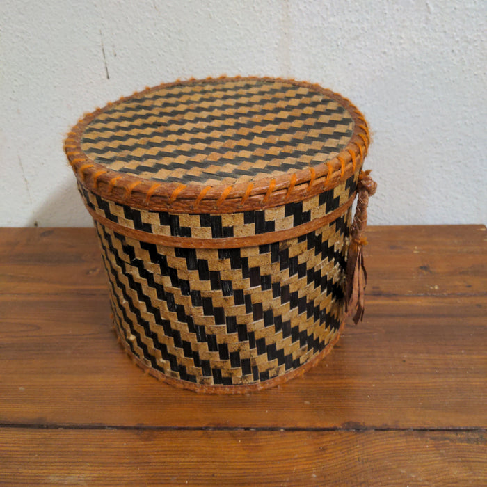 SET OF 3 NESTING ROUND LEATHER BOXES