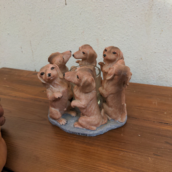 CANDLE HOLDER WITH DOGS