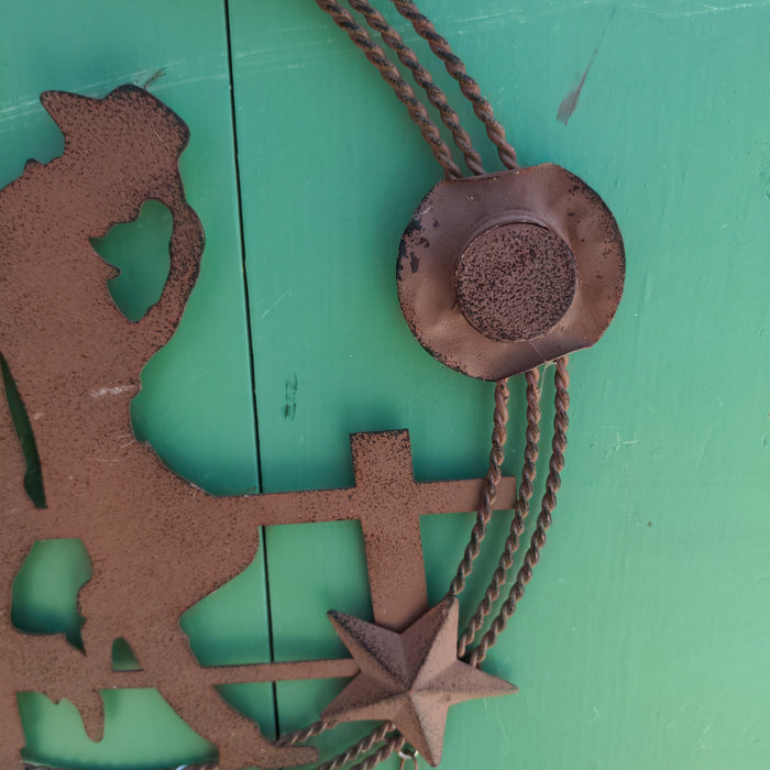 METAL COWBOY HANGING WELCOME SIGN