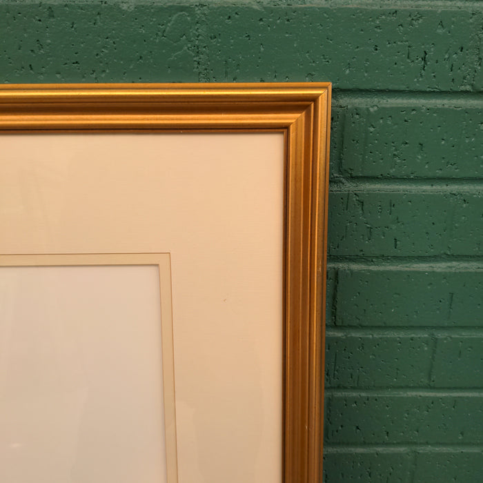 MODERN GOLD FRAME WITH GLASS AND MATTING