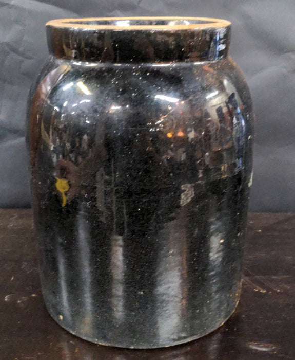 BROWN GLAZED CROCK JAR