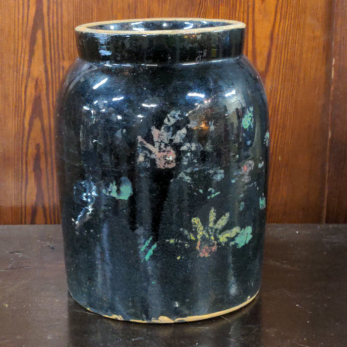 BROWN GLAZED CROCK JAR