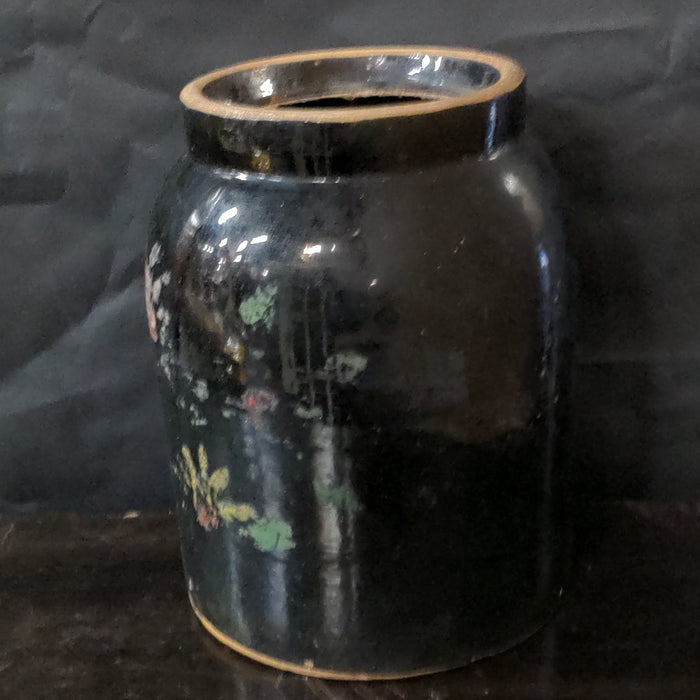 BROWN GLAZED CROCK JAR