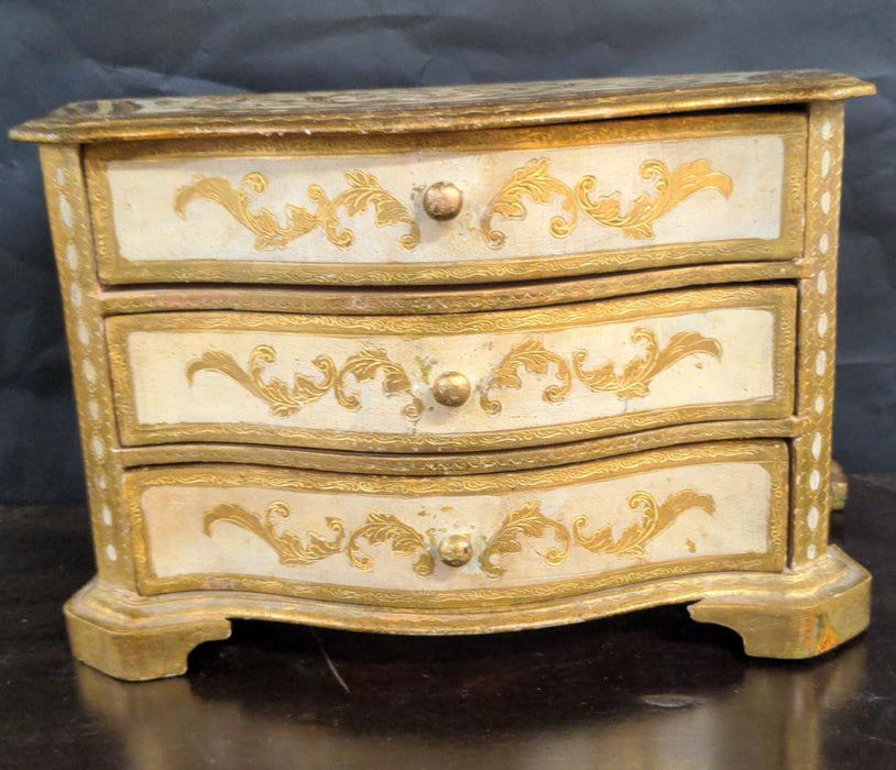 LARGE FLORENTINE JEWELRY BOX CHEST WITH DRAWERS