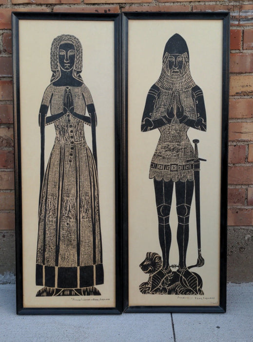 PAIR OF TALL RUBBINGS