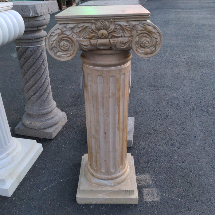 BROWN MARBLE TALL PEDESTAL
