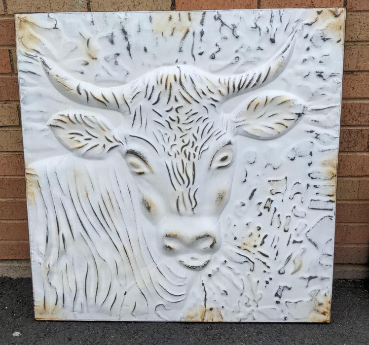 LARGE TIN CEILING PLAQUE OF A BULL