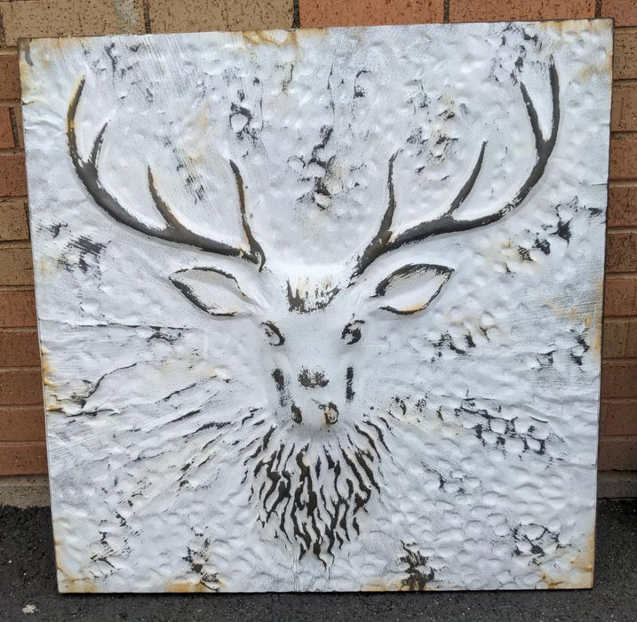 LARGE TIN CEILING PLAQUE OF A STAG