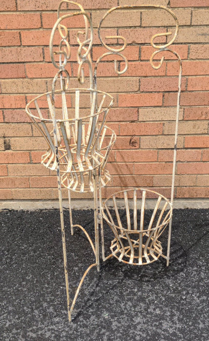 FOLDING IVORY IRON PLANT STAND