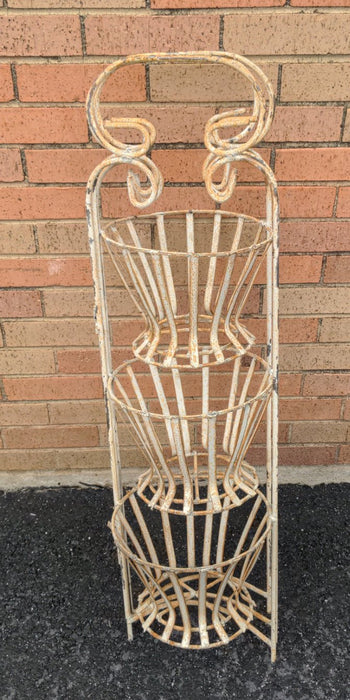 FOLDING IVORY IRON PLANT STAND