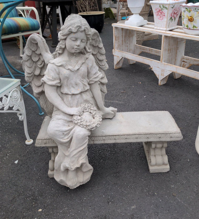 ANGEL  ON A BENCH CONCRETE STATUE