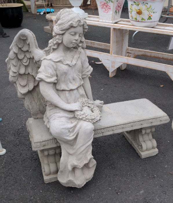 ANGEL  ON A BENCH CONCRETE STATUE