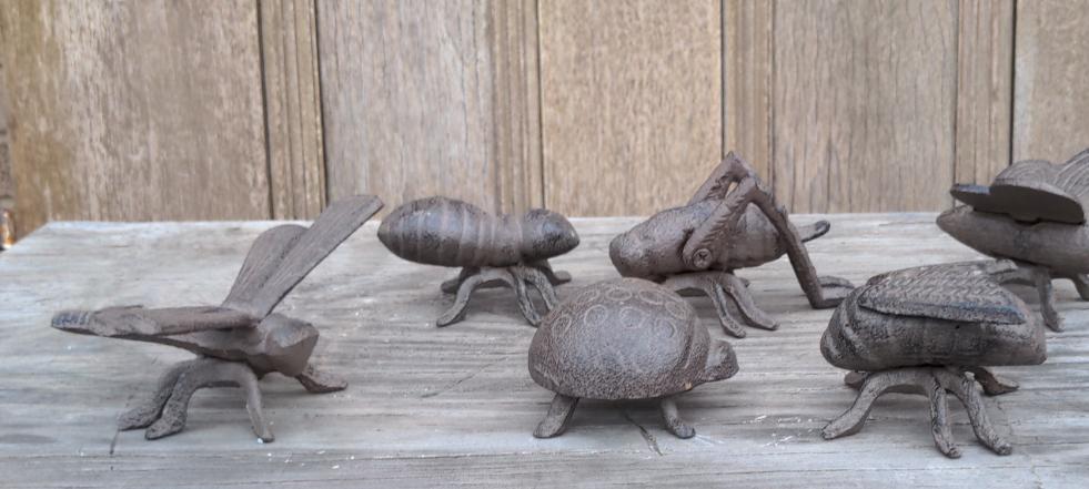 SET OF SIX IRON BUGS