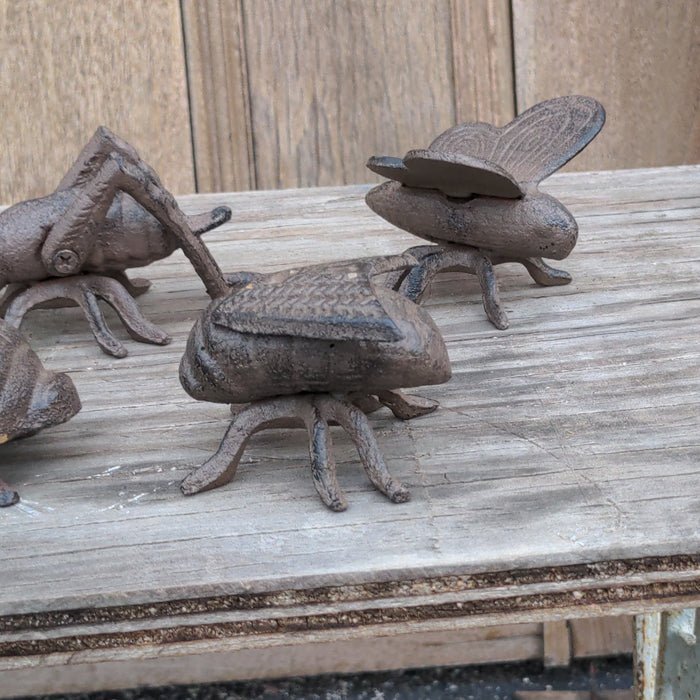 SET OF SIX IRON BUGS