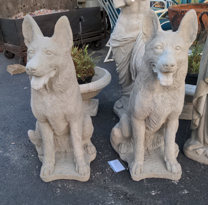PAIR OF CONCRETE GERMAN SHEPHERDS