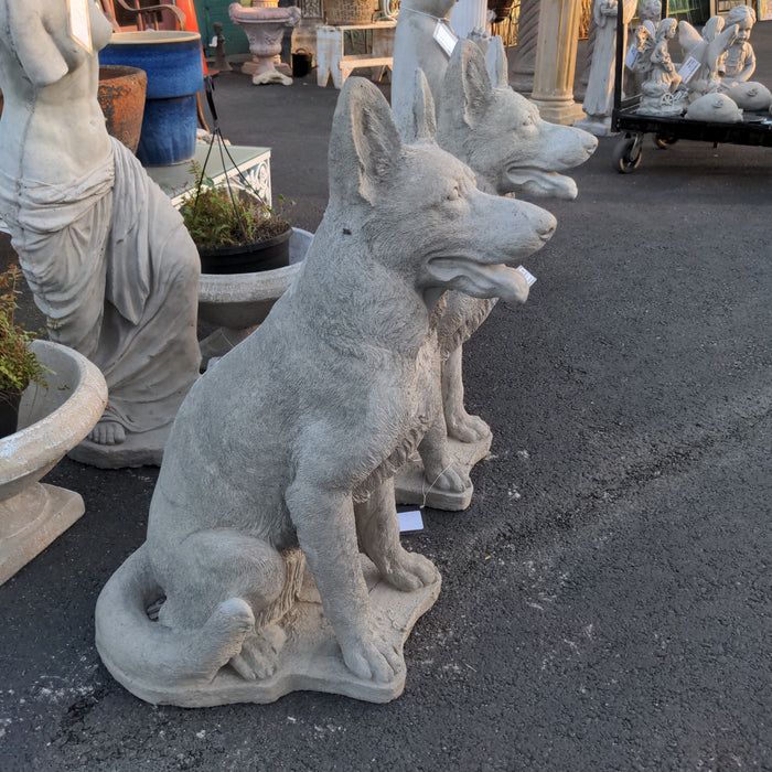 PAIR OF CONCRETE GERMAN SHEPHERDS
