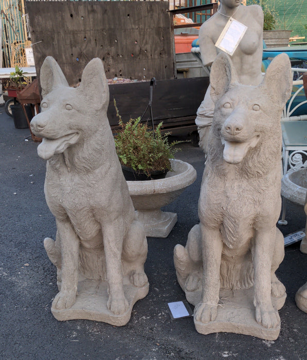 PAIR OF CONCRETE GERMAN SHEPHERDS