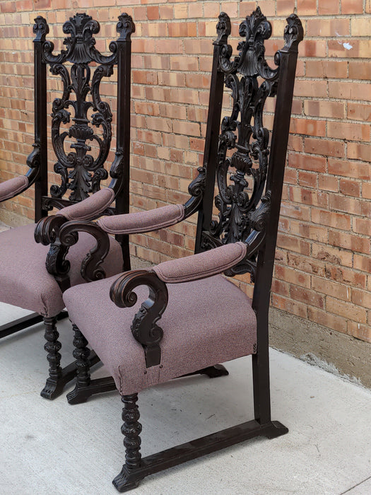 PAIR OF CARVED AND EBONIZED AMERICAN ARMCHAIRS