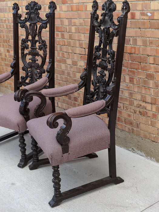 PAIR OF CARVED AND EBONIZED AMERICAN ARMCHAIRS