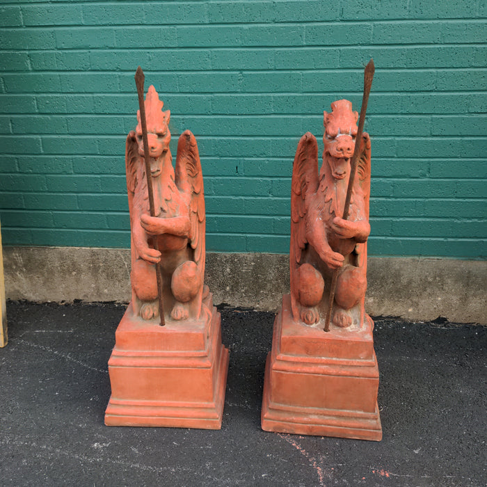 PAIR OF TERRA COTTA GARGOYLES