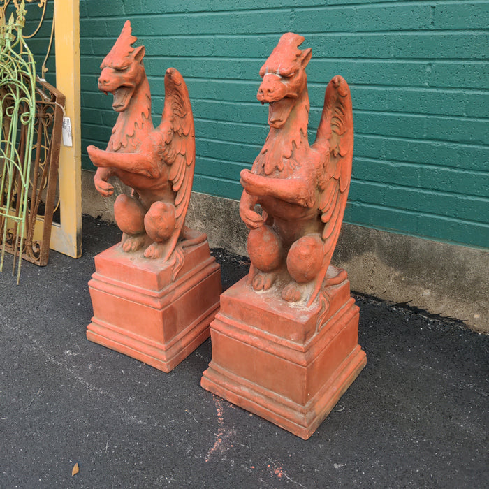PAIR OF TERRA COTTA GARGOYLES