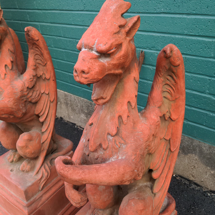 PAIR OF TERRA COTTA GARGOYLES